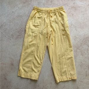 Erika Yellow Women’s Drawstring 100% Cotton Capri Pants